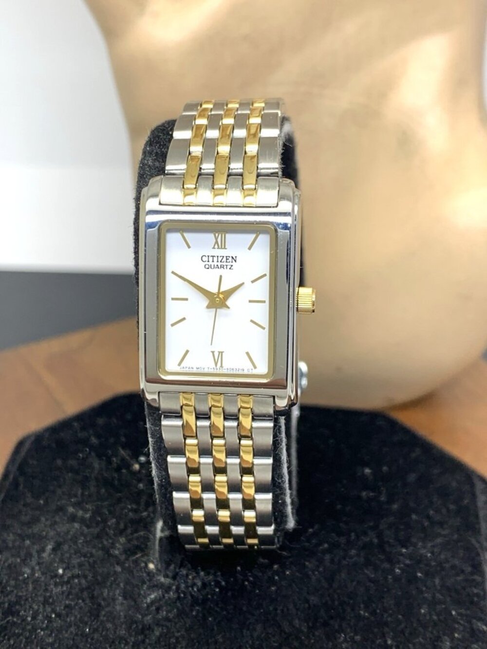 Citizen Women's Watch EJ5854-56A Quartz White Dial Two Tone Steel Tank Petite
